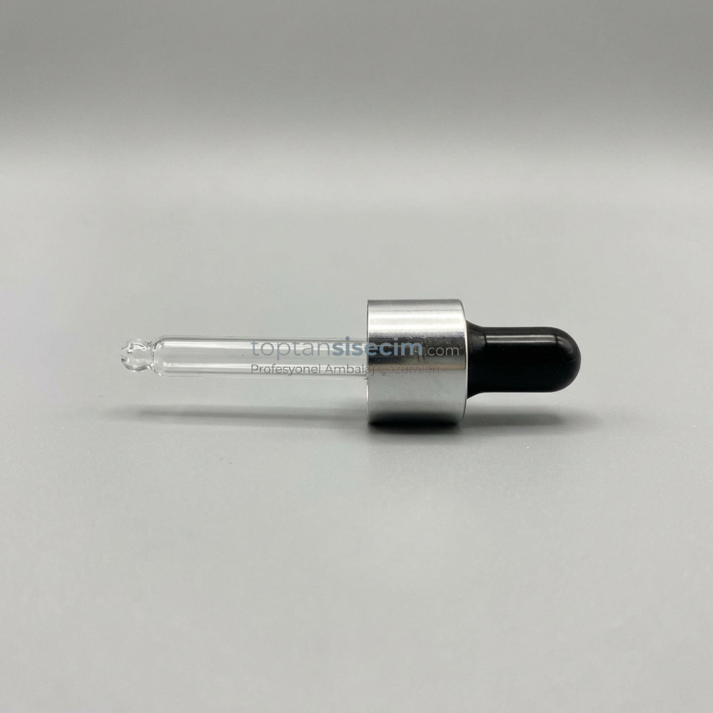 18 MM 10 CC SİYAH EMZİKLİ GÜMÜŞ METAL CAM DAMLALIK TAKIMI