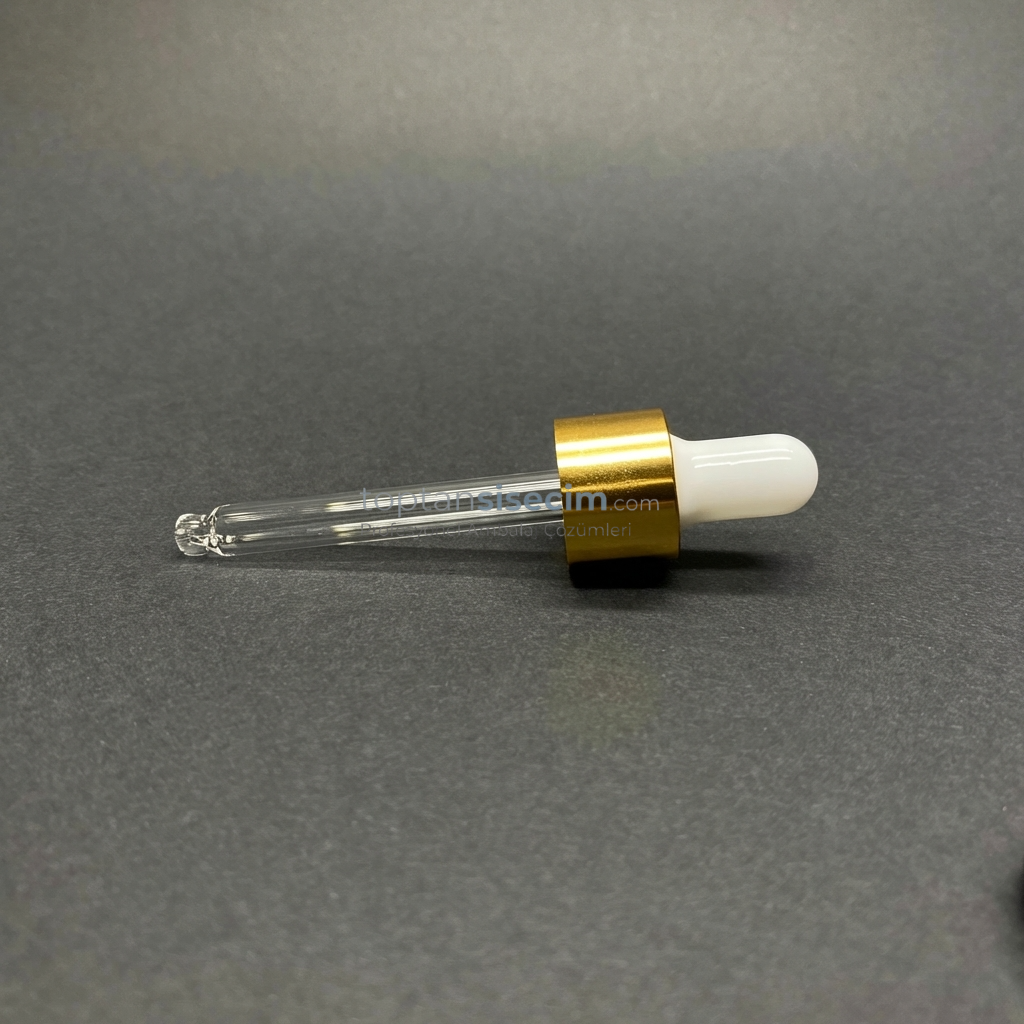 18 MM 20 CC BEYAZ EMZİKLİ GOLD METAL CAM DAMLALIK TAKIMI