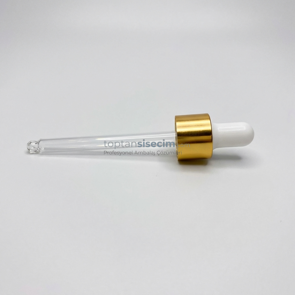 18 MM 50 CC BEYAZ EMZİKLİ GOLD METAL CAM DAMLALIK TAKIMI