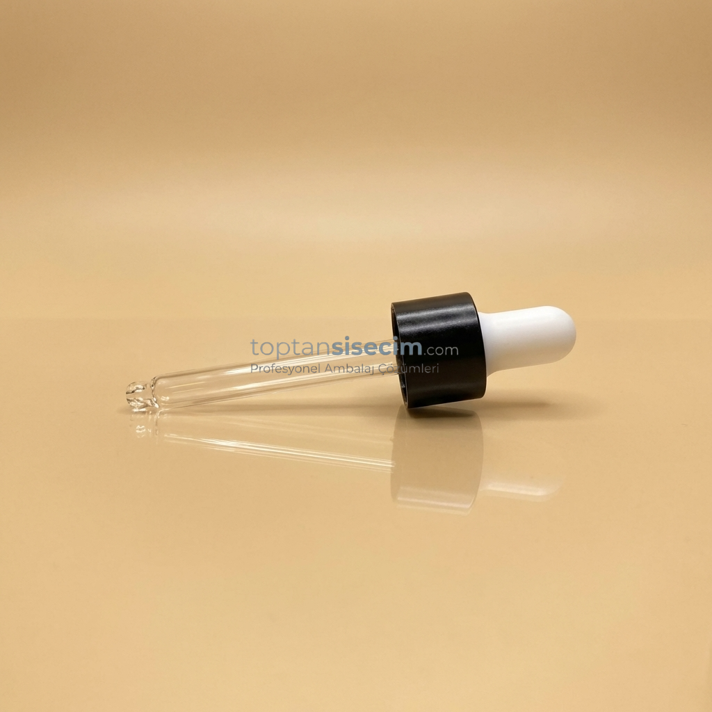 18 MM 20 CC BEYAZ EMZİKLİ SİYAH METAL CAM DAMLALIK TAKIMI