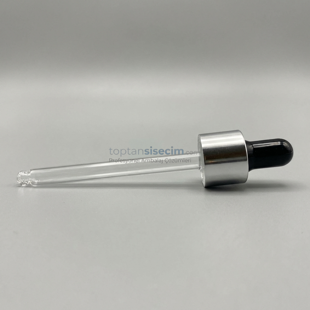 18 MM 50 CC SİYAH EMZİKLİ GÜMÜŞ METAL CAM DAMLALIK TAKIMI