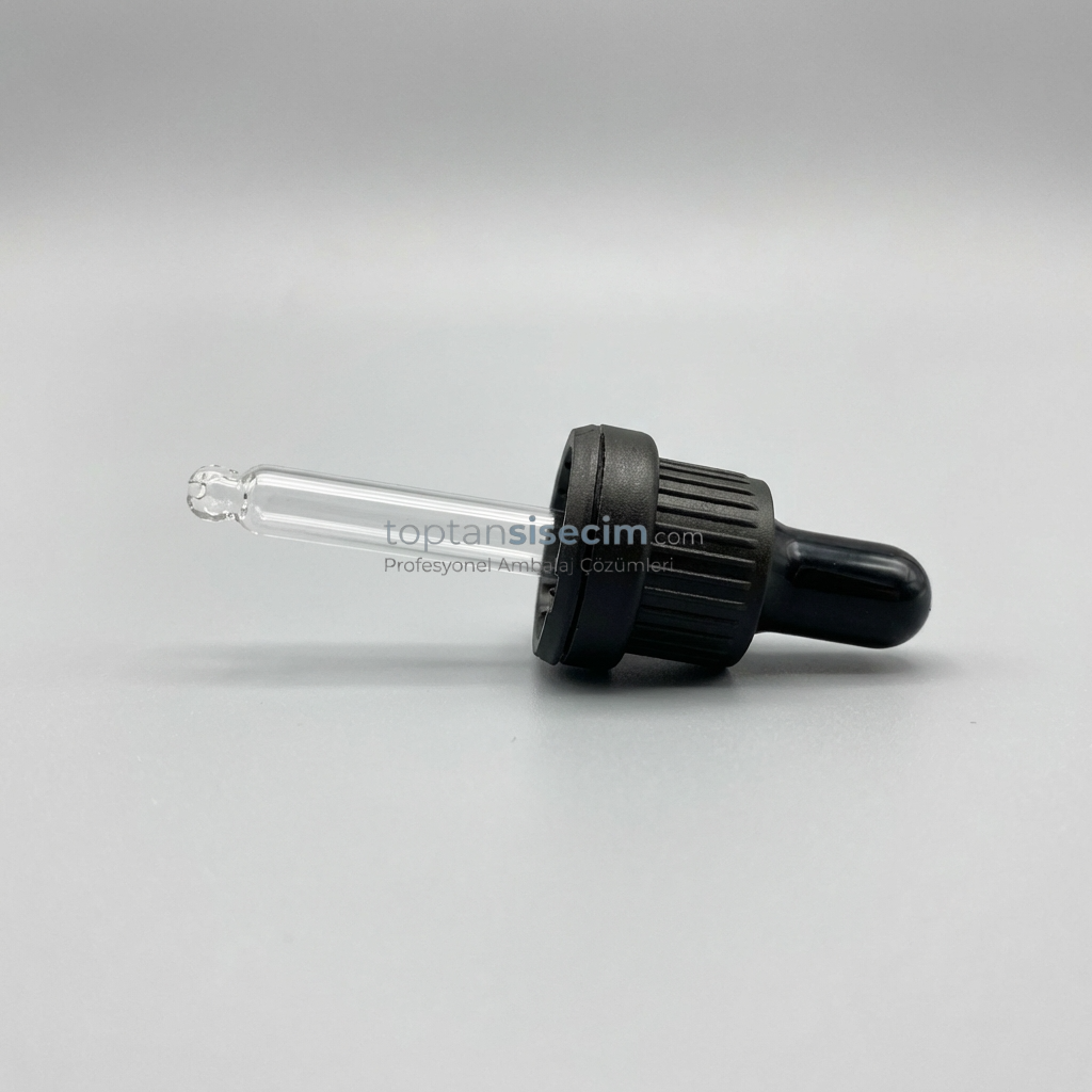 18 MM 10 CC SİYAH EMZİKLİ KİLİTLİ PLASTİK CAM DAMLALIK TAKIMI
