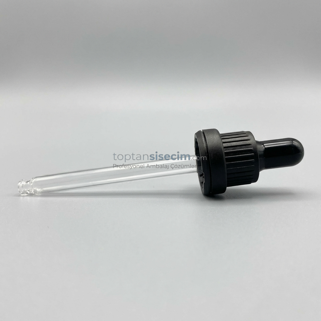 18 MM 50 CC SİYAH EMZİKLİ KİLİTLİ PLASTİK CAM DAMLALIK TAKIMI