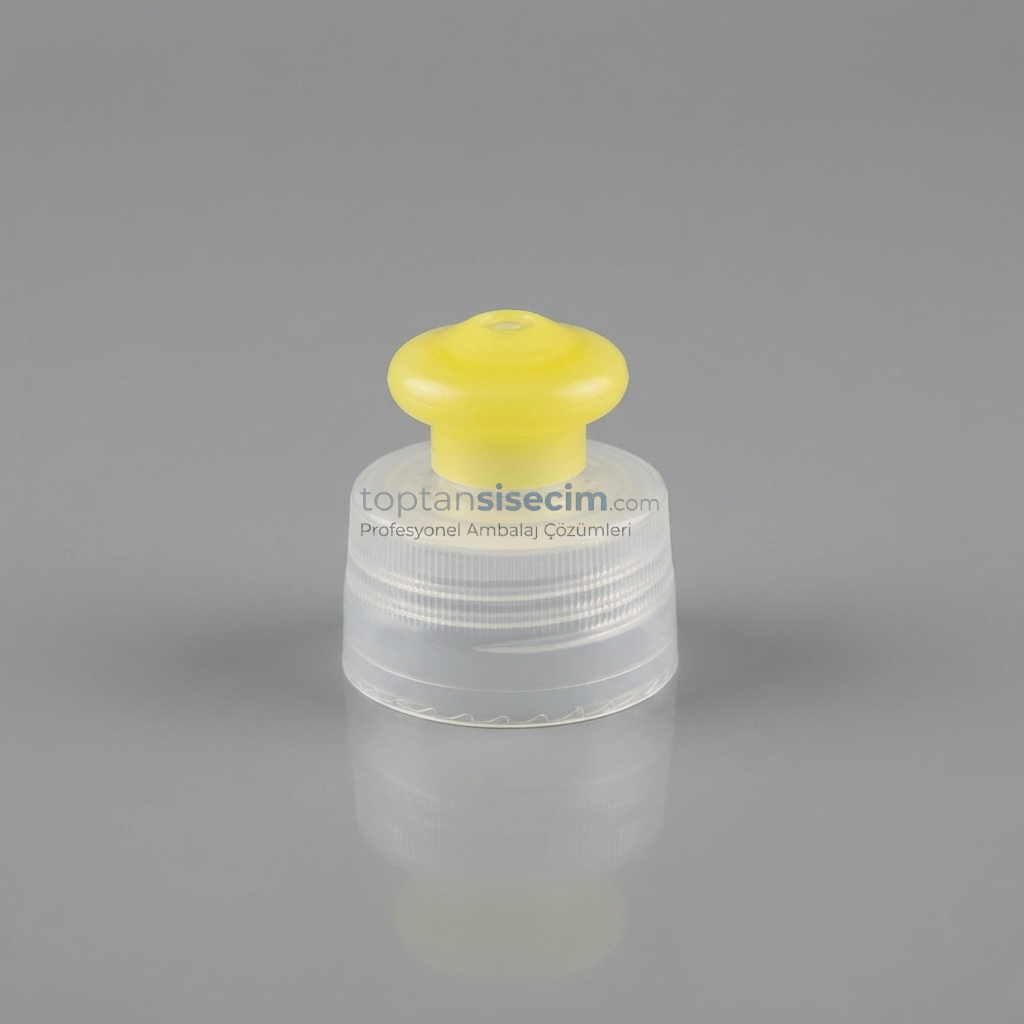 28 AĞIZ PLASTİK PUSH PULL KAPAK ŞEFFAF SARI
