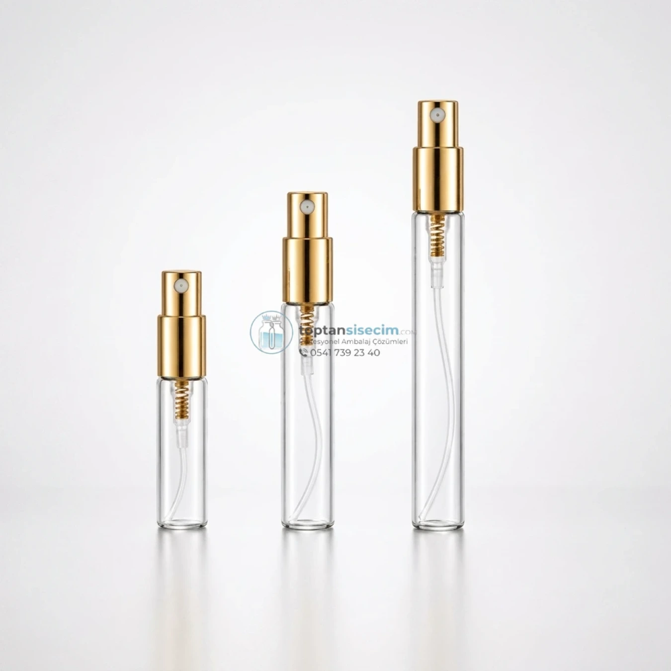 TESTER GOLD 3-5-10 ML CAM PARFÜM ŞİŞESİ ALTIN SPREY BAŞLIKLI